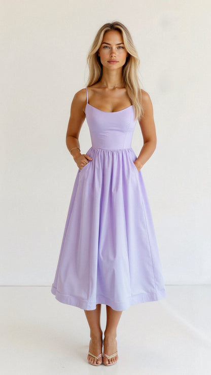 Damen A-Linien-Midikleid Ascot-Stil