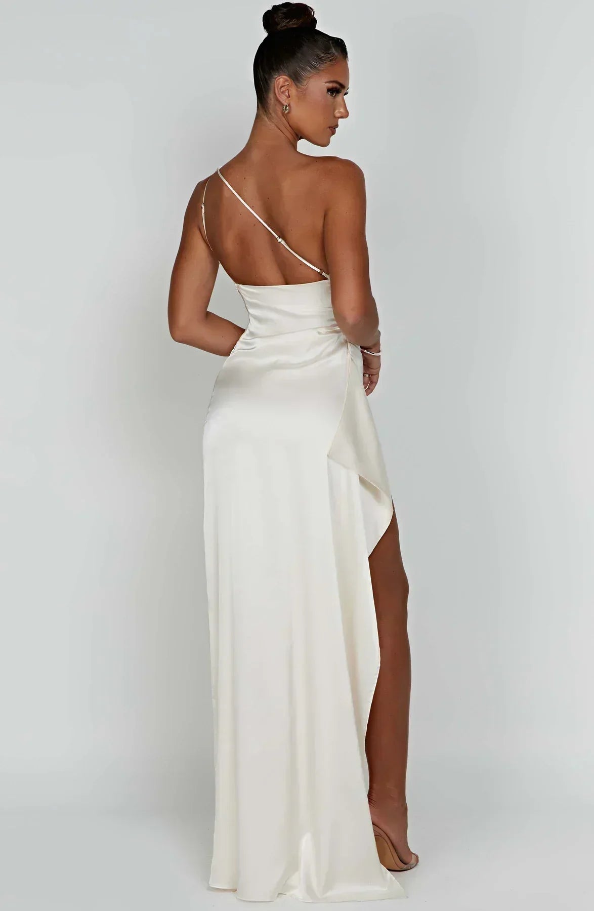 Damen One-Shoulder Maxikleid Mit Schlitz