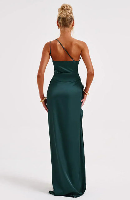 Damen One-Shoulder Maxikleid Mit Schlitz