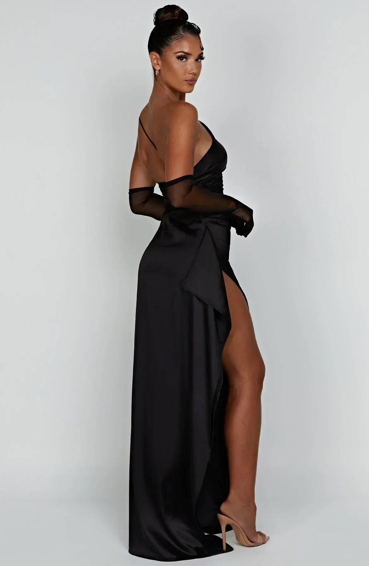 Damen One-Shoulder Maxikleid Mit Schlitz