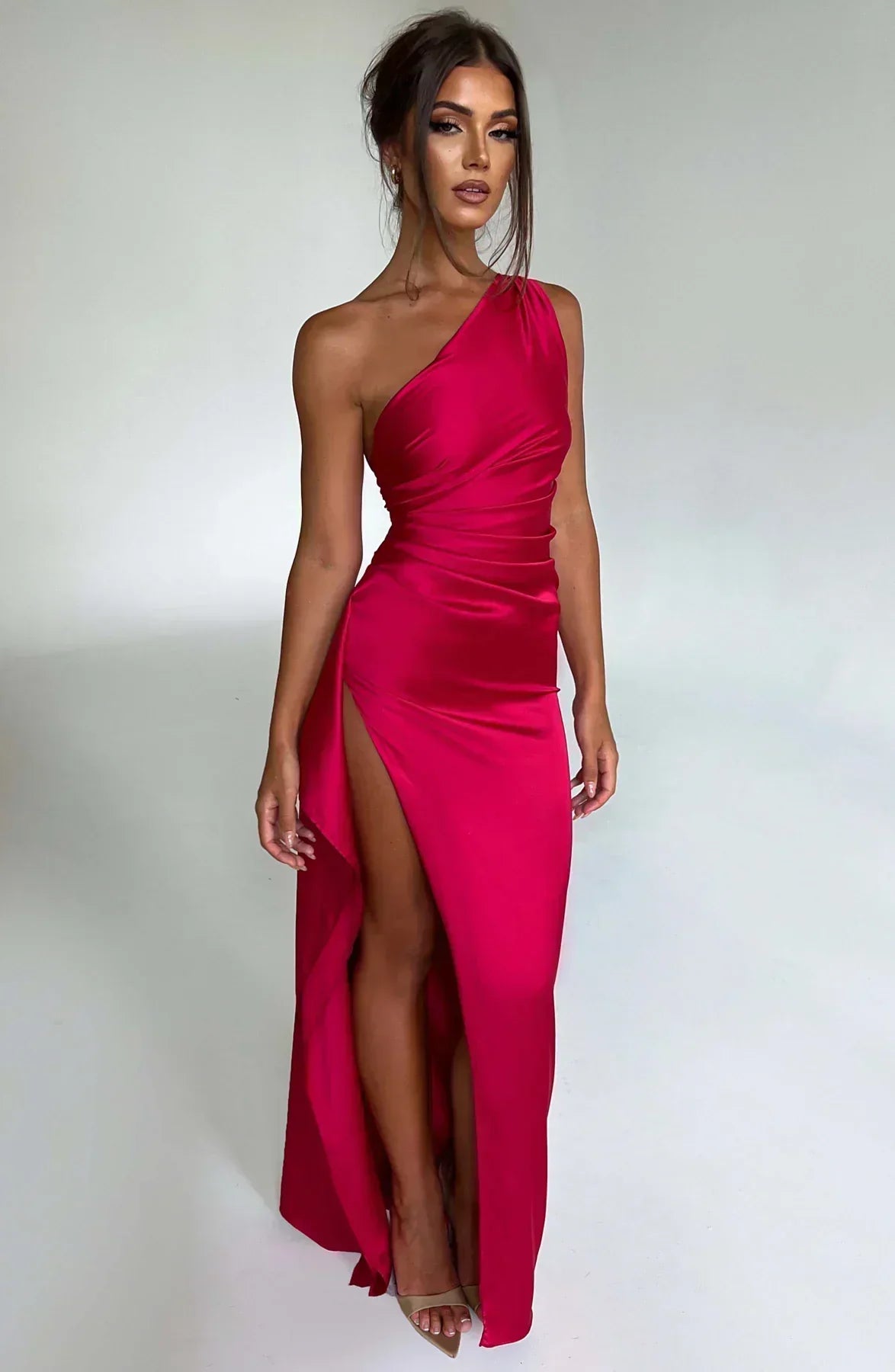 Damen One-Shoulder Maxikleid Mit Schlitz - Norvielle