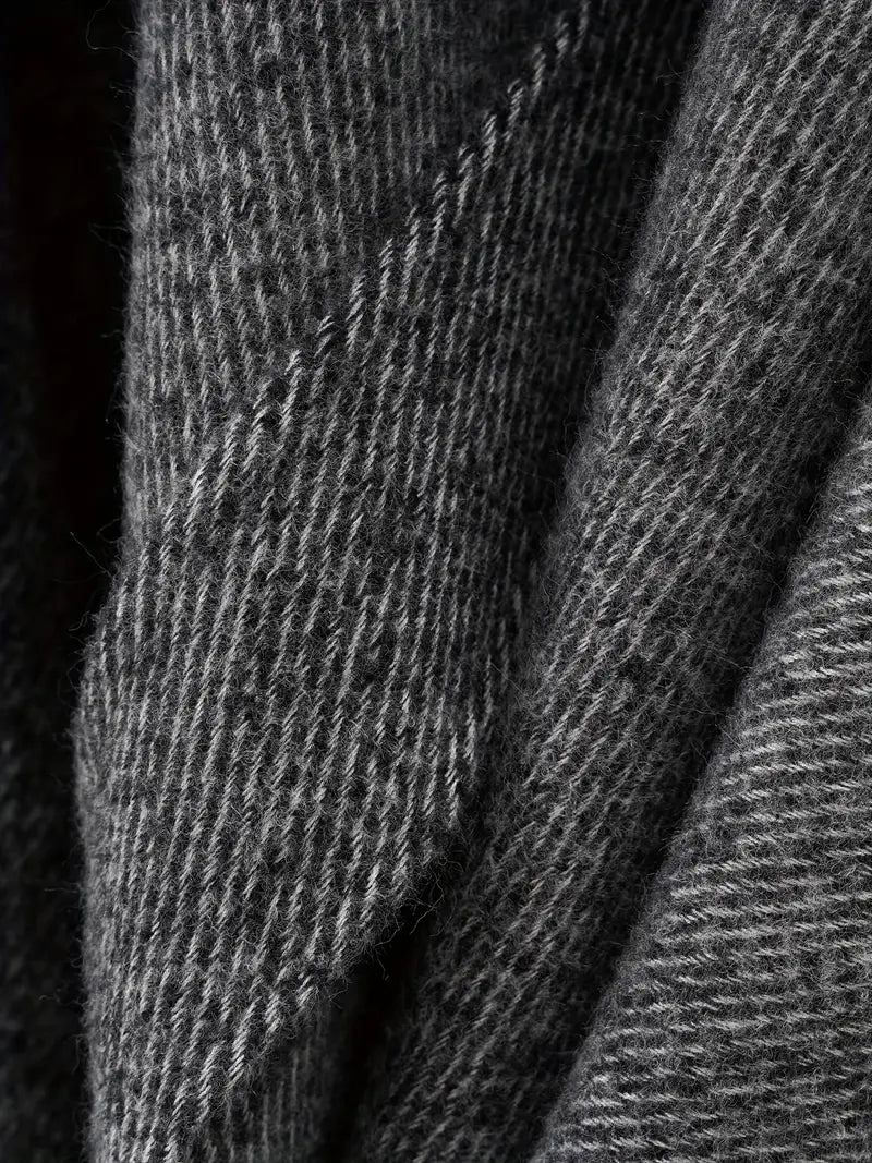Damen Asymmetrischer Schal Oversized Wrap mit Taillengürtel Anthrazit