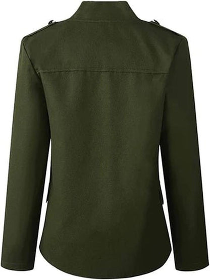 Damen Kurze Jacke Lässig Knopfleiste Vorne