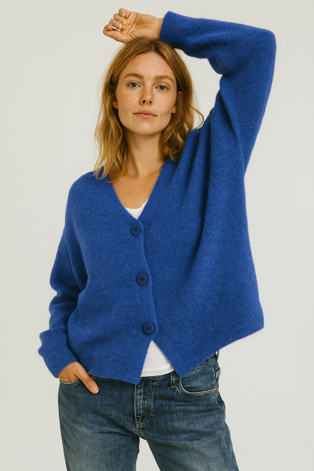 Damen Cardigan Mit Knöpfen Grau