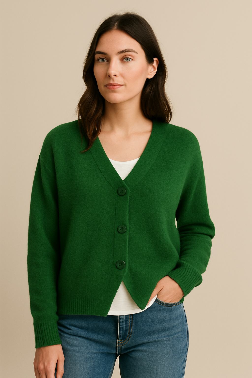 Damen Cardigan Mit Knöpfen Grau