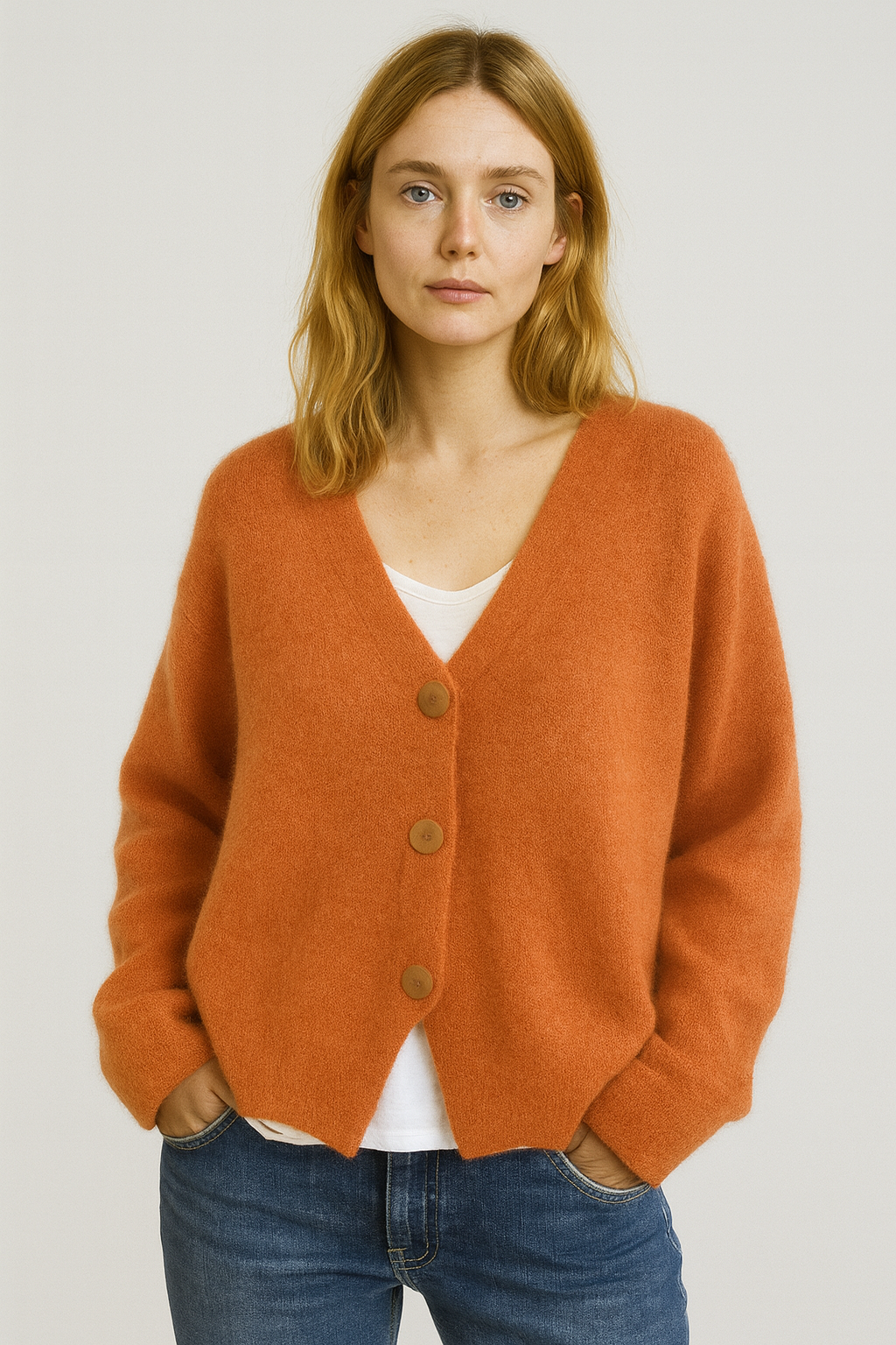 Damen Cardigan Mit Knöpfen Grau - Norvielle