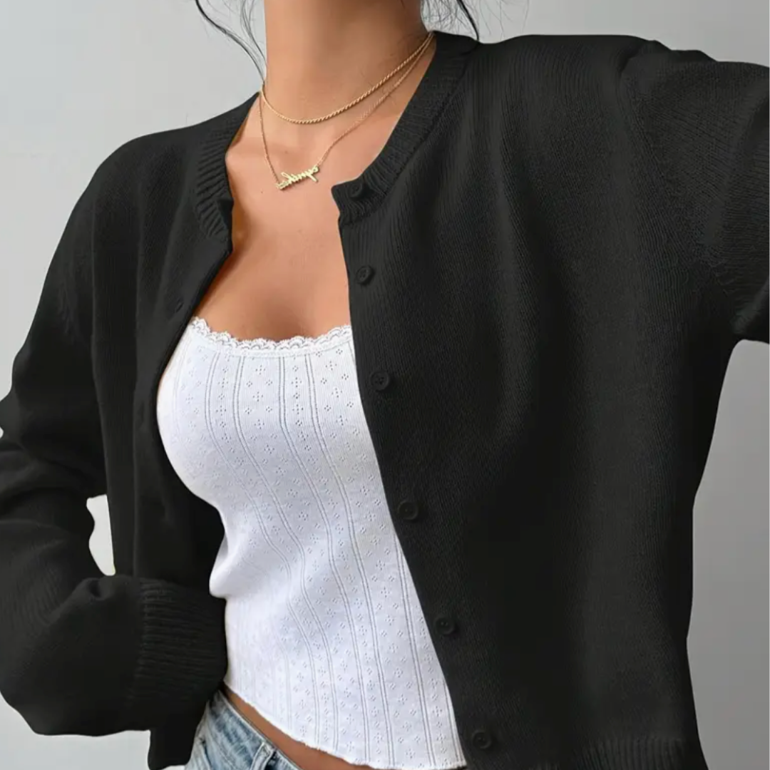 Damen Cardigan Mit Kragen Und Knöpfen