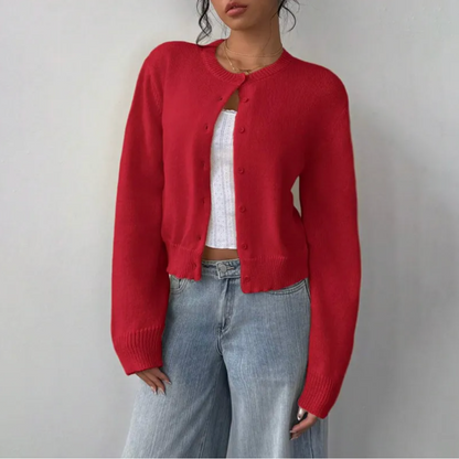 Damen Cardigan Mit Kragen Und Knöpfen