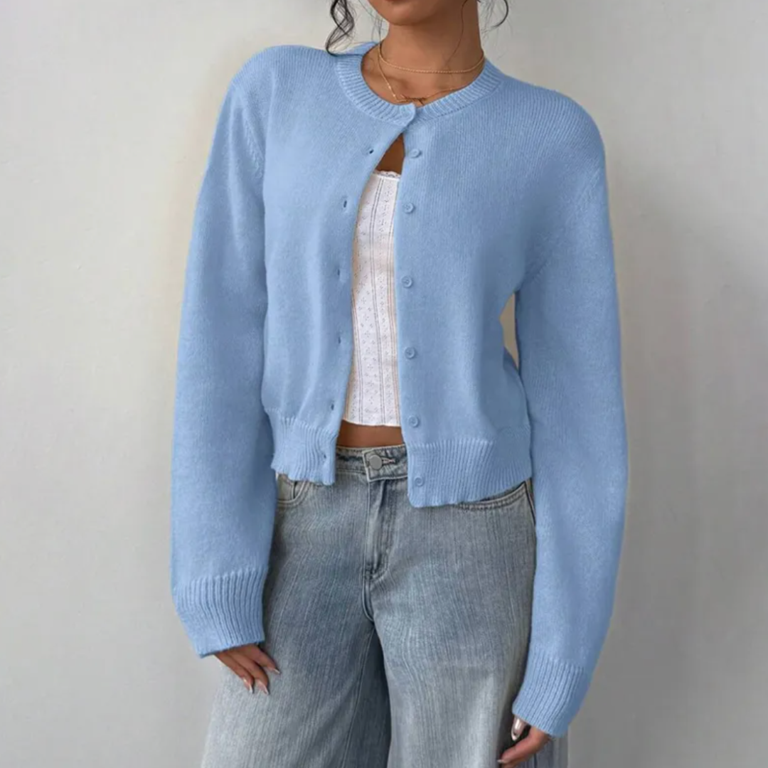 Damen Cardigan Mit Kragen Und Knöpfen