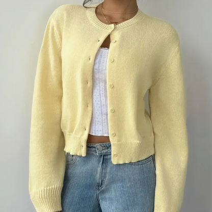 Damen Cardigan Mit Kragen Und Knöpfen