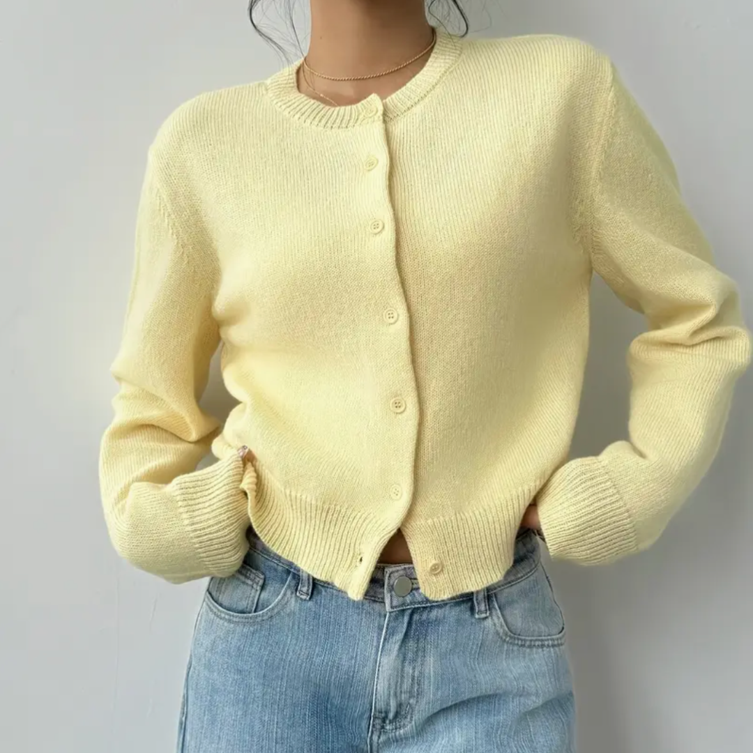 Damen Cardigan Mit Kragen Und Knöpfen