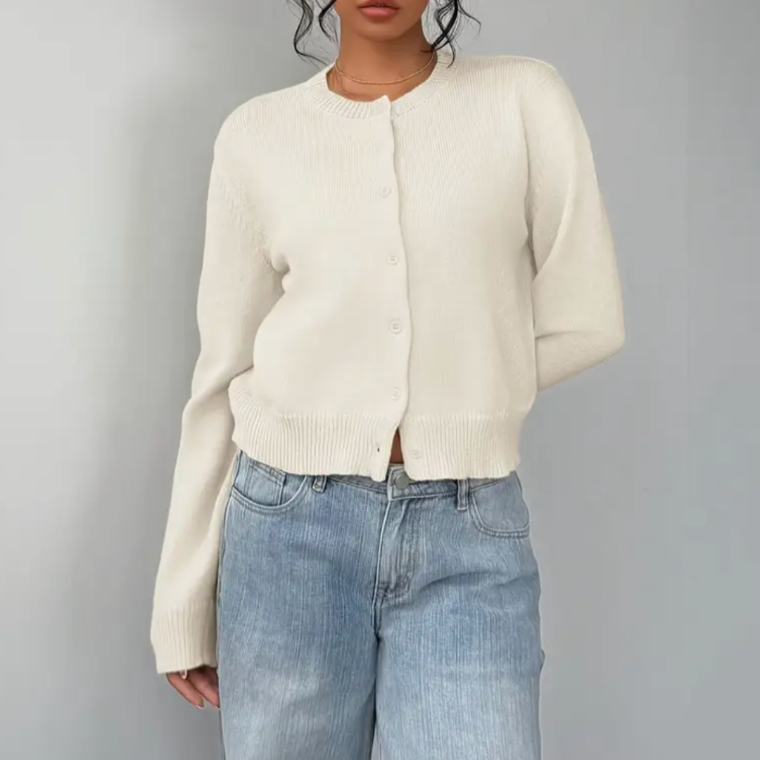 Damen Cardigan Mit Kragen Und Knöpfen