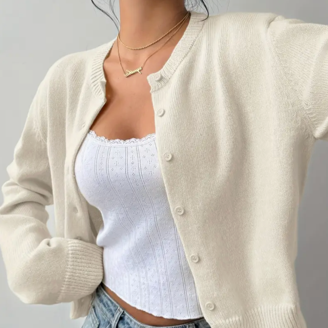 Damen Cardigan Mit Kragen Und Knöpfen