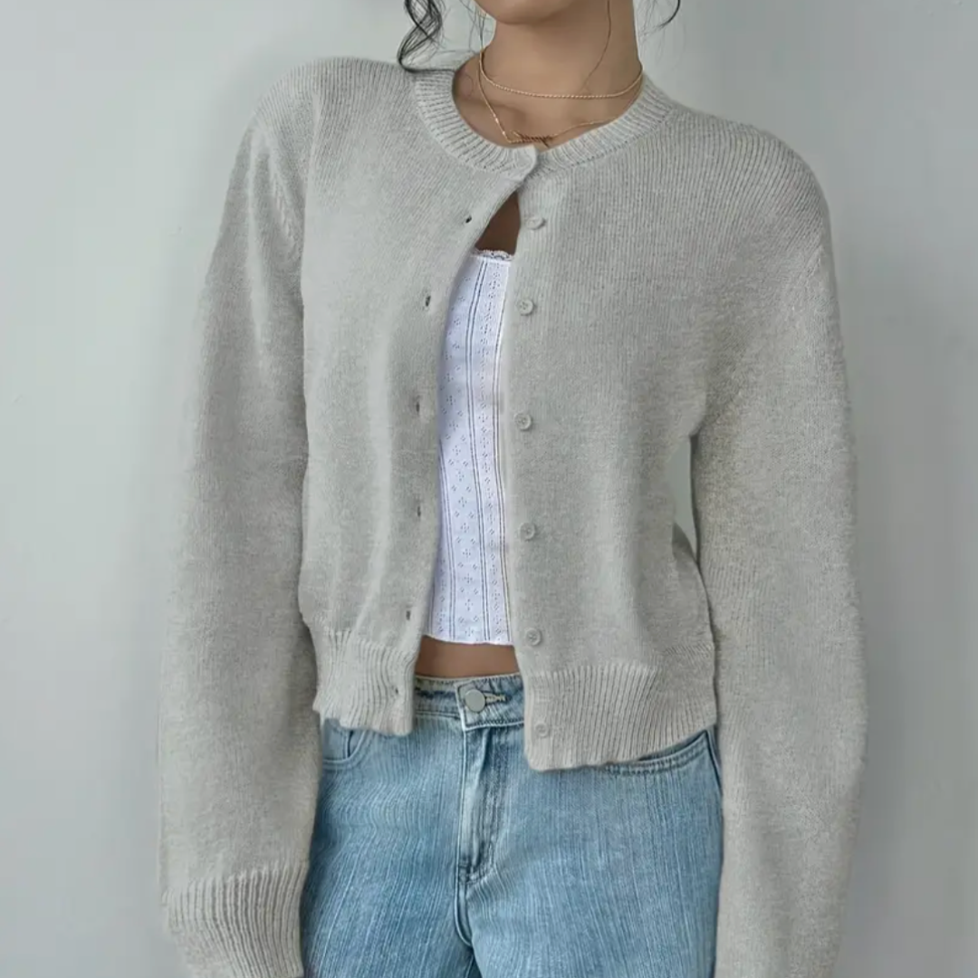 Damen Cardigan Mit Kragen Und Knöpfen