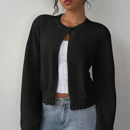 Damen Cardigan Mit Kragen Und Knöpfen