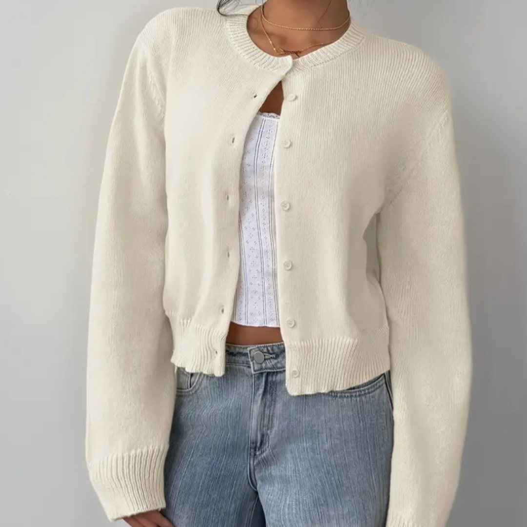 Damen Cardigan Mit Kragen Und Knöpfen - Norvielle