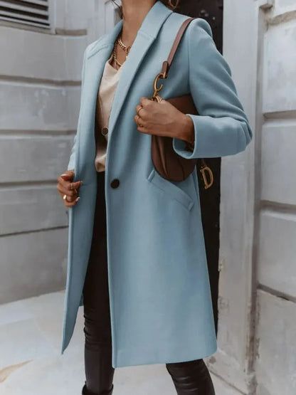 Damen Langmantel Elegantes Design Strukturiert