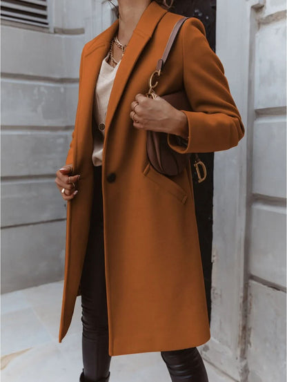 Damen Langmantel Elegantes Design Strukturiert