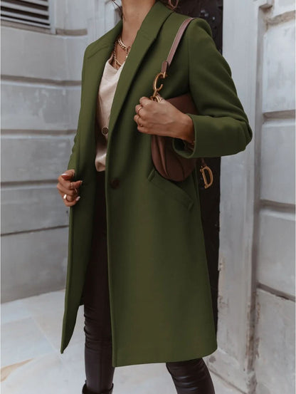 Damen Langmantel Elegantes Design Strukturiert