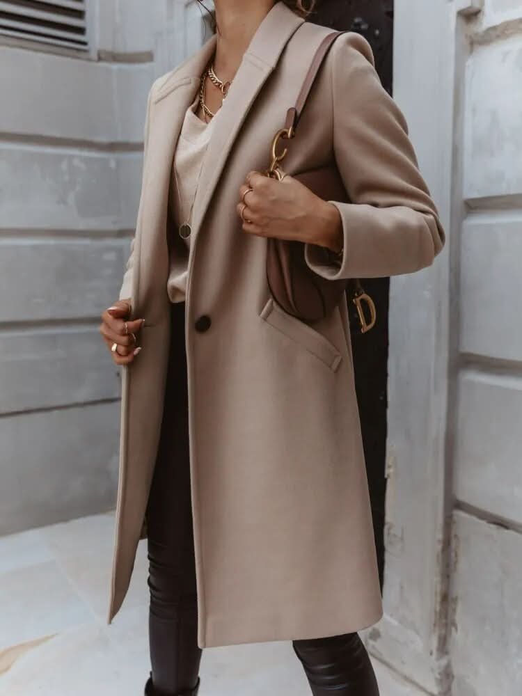 Damen Langmantel Elegantes Design Strukturiert