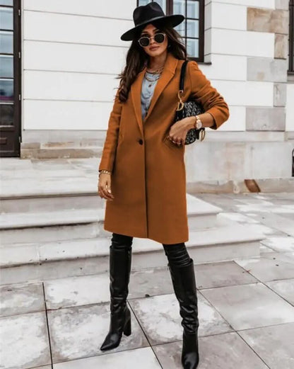Damen Langmantel Elegantes Design Strukturiert