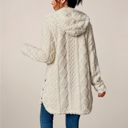 Damen Kapuzenjacke Langer Mantel Strukturiert