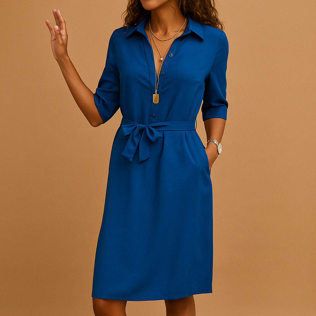 Damen Hemdblusenkleid mit Gürtel Frühjahr Blumenmuster