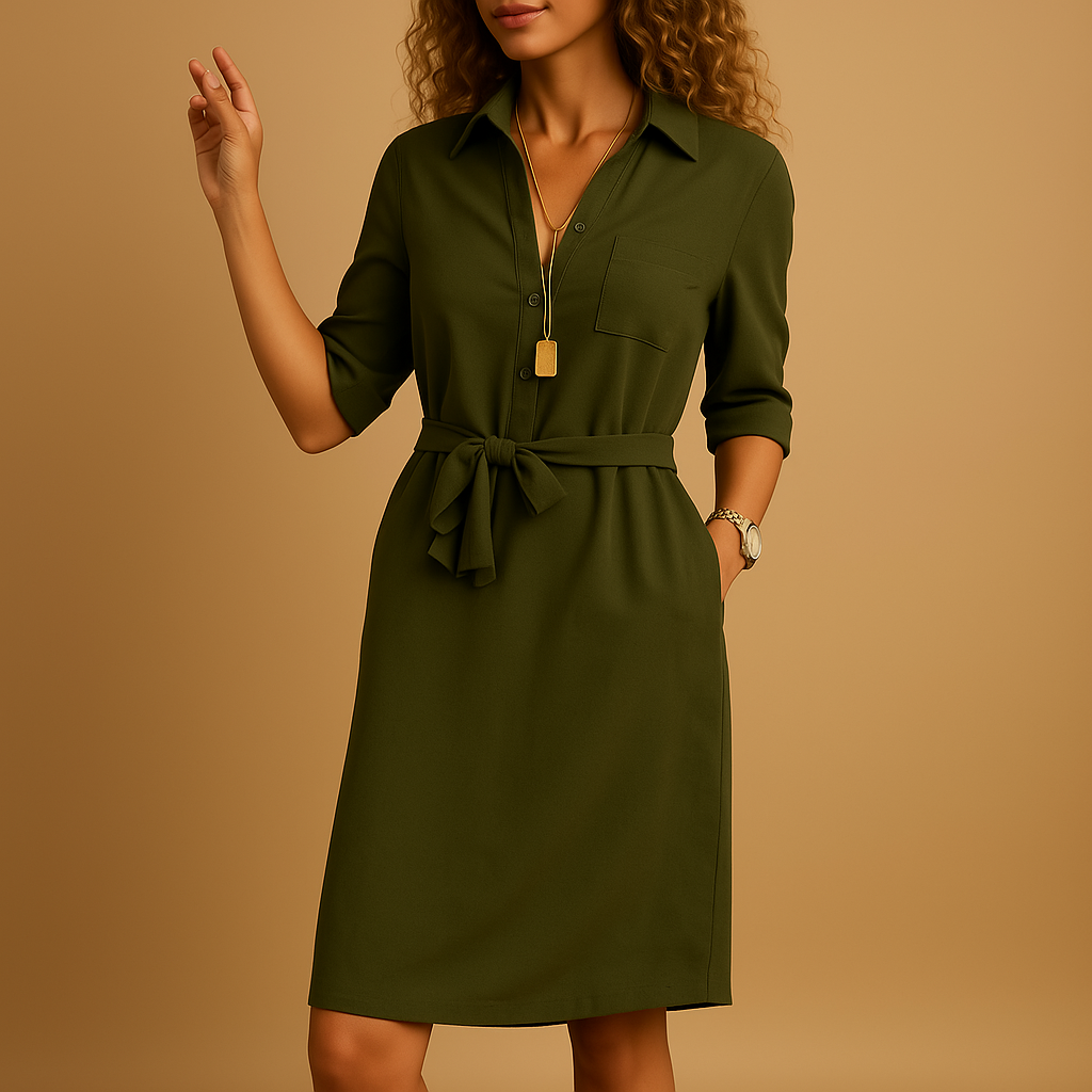 Damen Hemdblusenkleid mit Gürtel Frühjahr Blumenmuster