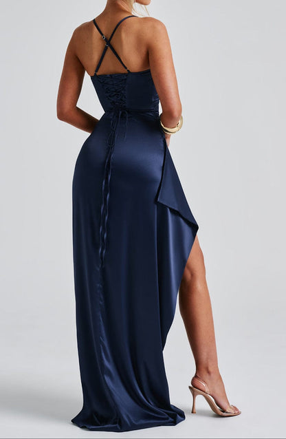 Damen Abendkleid Mit Schlitz Maxikleid