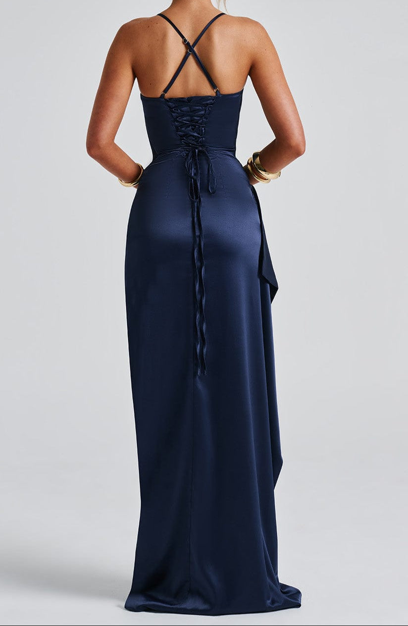 Damen Abendkleid Mit Schlitz Maxikleid