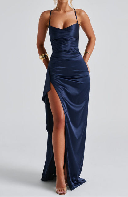 Damen Abendkleid Mit Schlitz Maxikleid