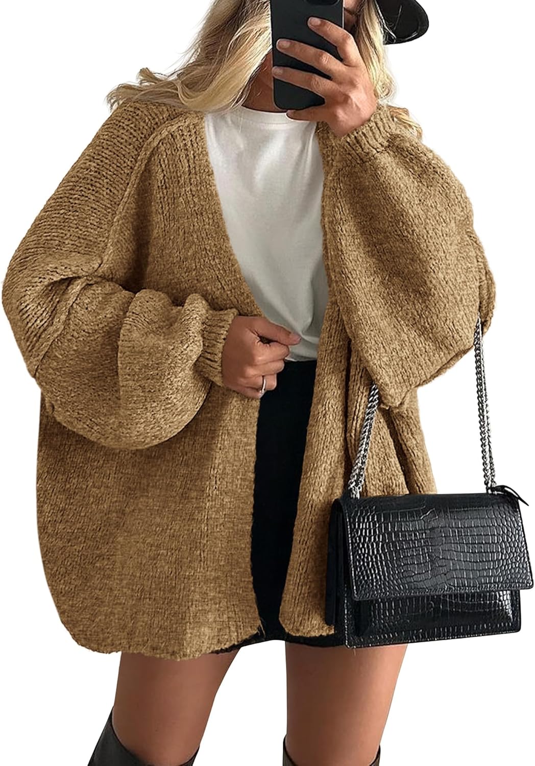 Damen Strickcardigan Zopfmuster Beige