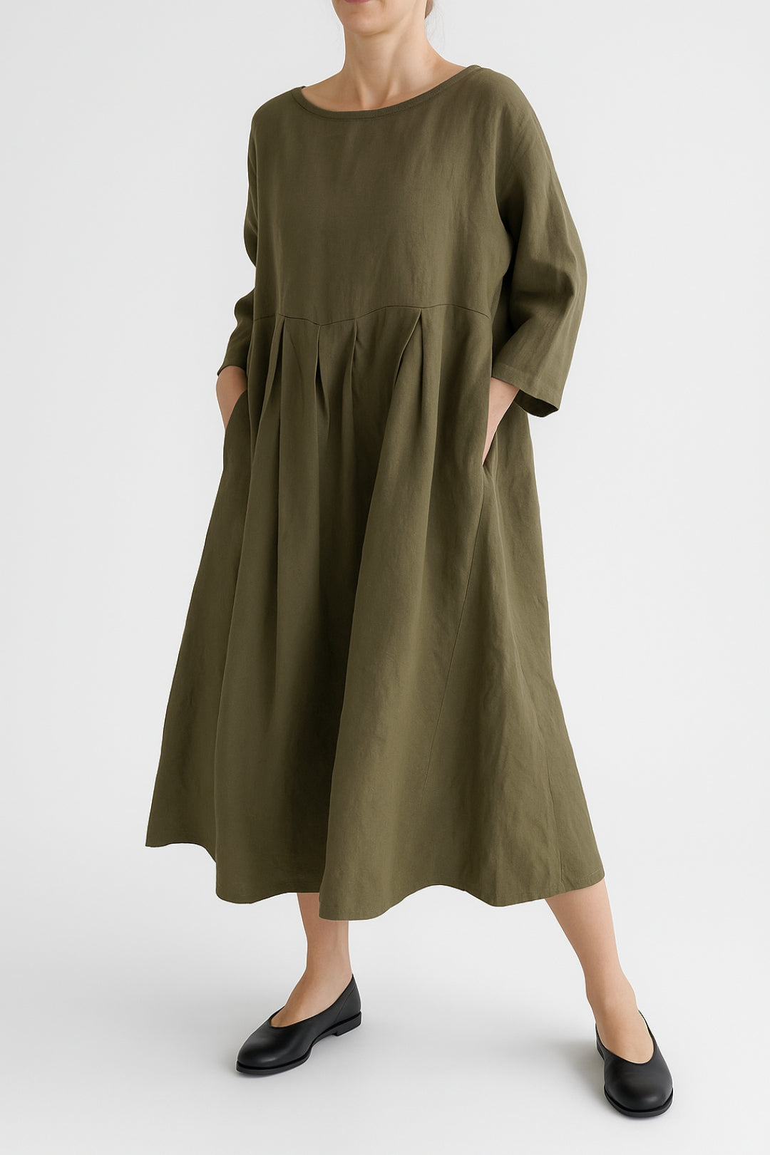 Damen Midikleid Vorderfalten Lässig - Norvielle