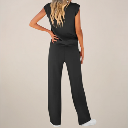 Damen Ärmelloses Mit Kordelzug Hose Set