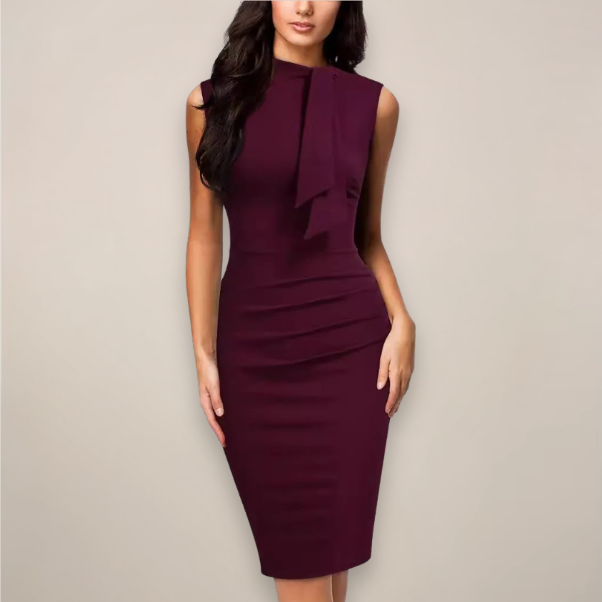 Damen Ärmelloses Midikleid High-Neck Kleid - Norvielle