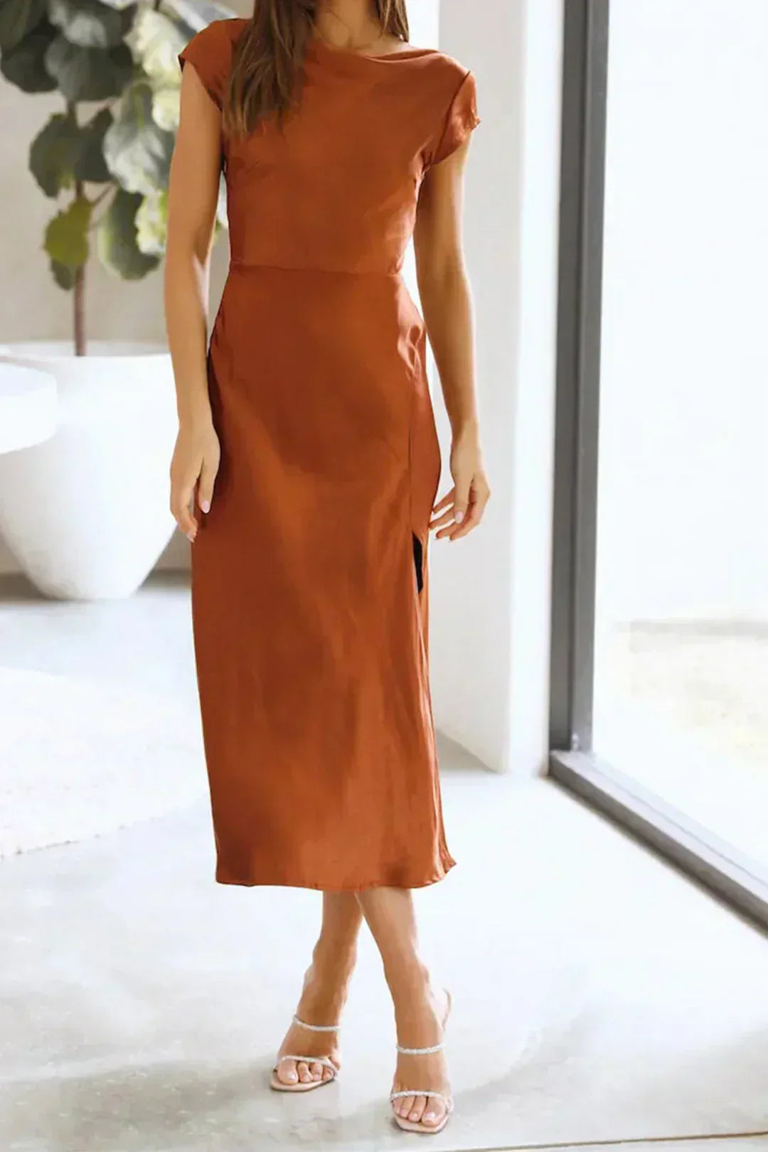 Damen Midikleid Minimalistisch