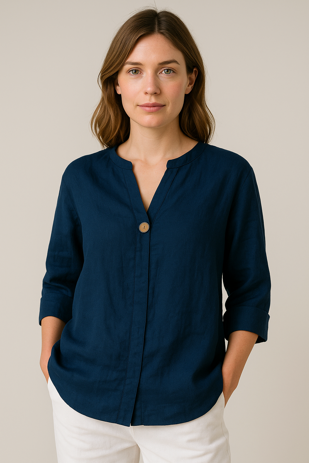 Damen Bluse V-AusschnittLocker Sitzend