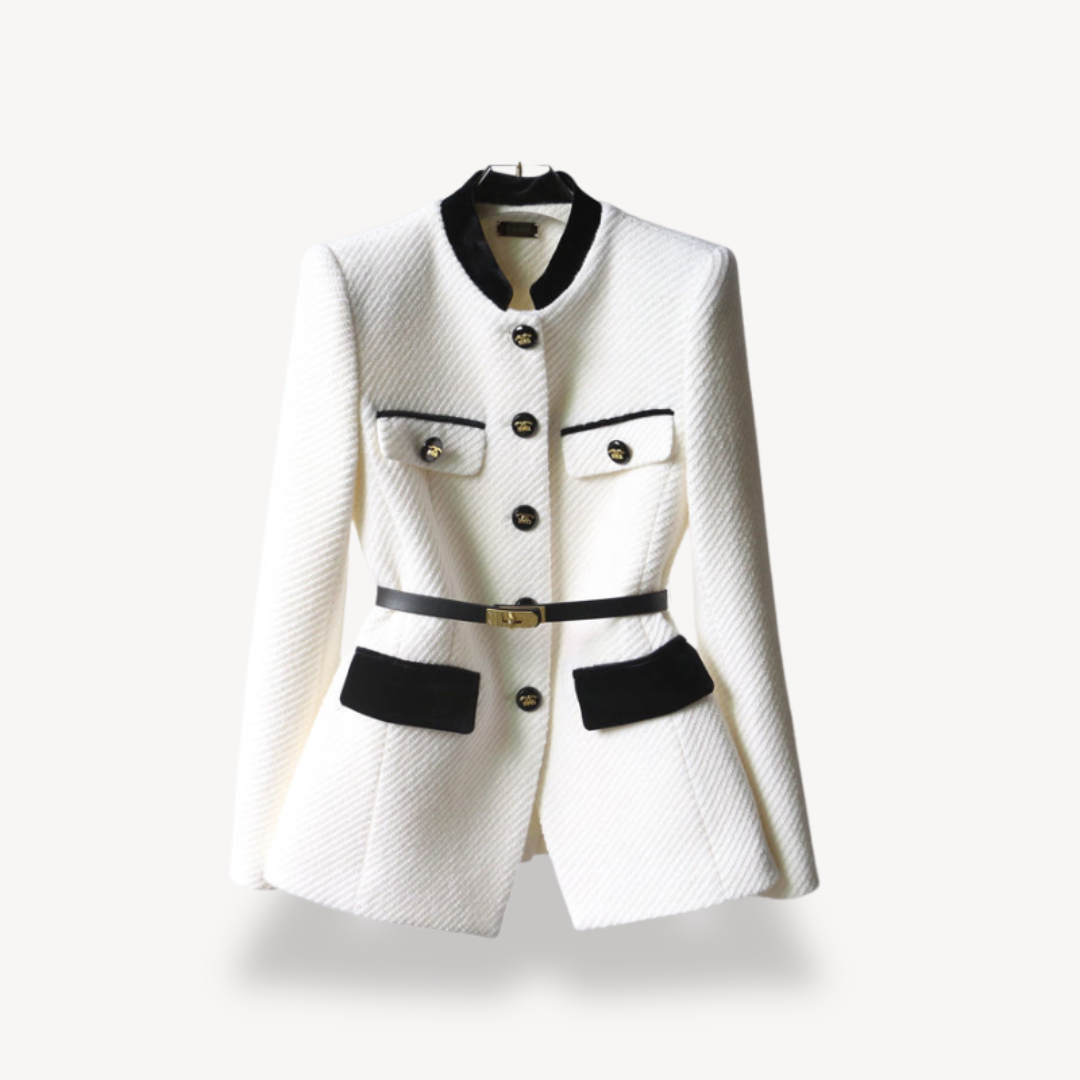 Damen Maßgeschneiderter Blazer mit Gürtel und Knopfverschluss