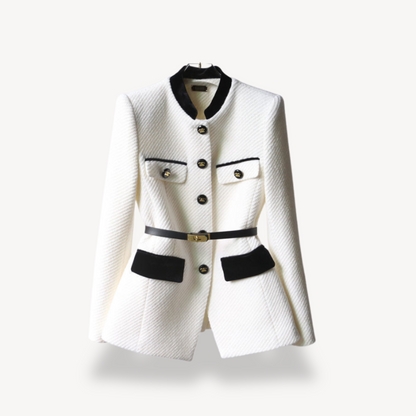 Damen Maßgeschneiderter Blazer mit Gürtel und Knopfverschluss