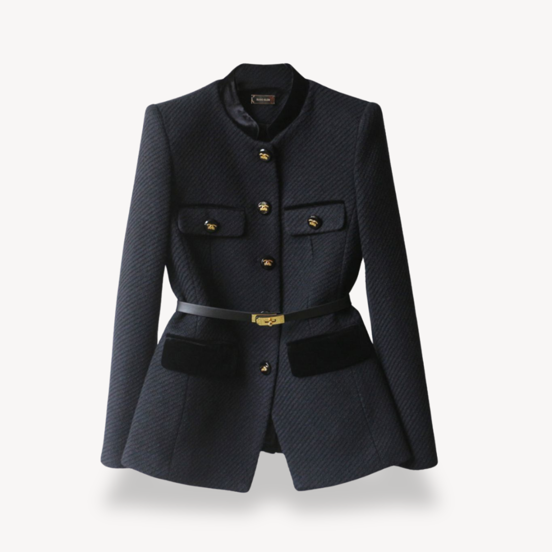 Damen Maßgeschneiderter Blazer mit Gürtel und Knopfverschluss - Norvielle