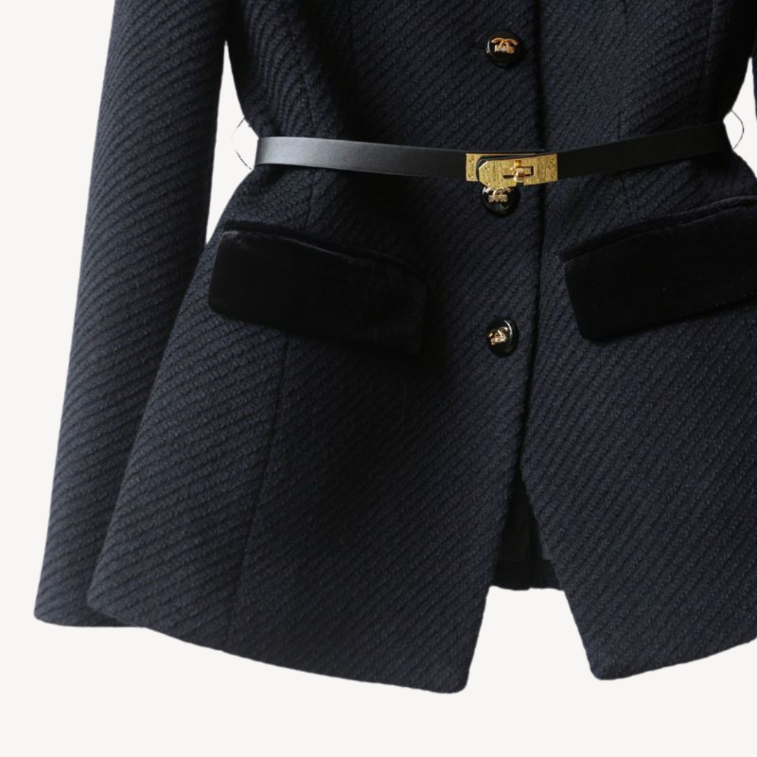 Damen Maßgeschneiderter Blazer mit Gürtel und Knopfverschluss