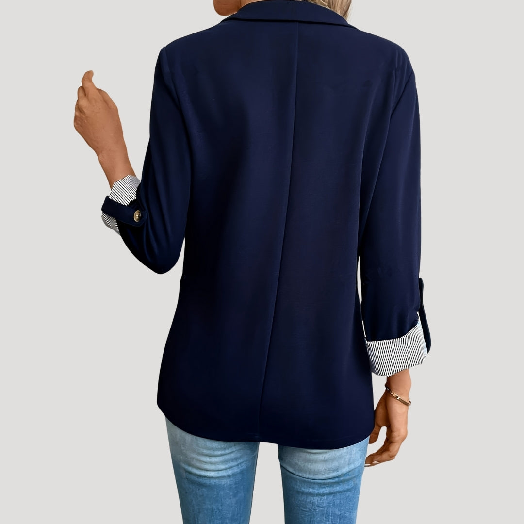 Damen Maßgeschneiderter Blazer Einreihig Hochgekrempelte Ärmel