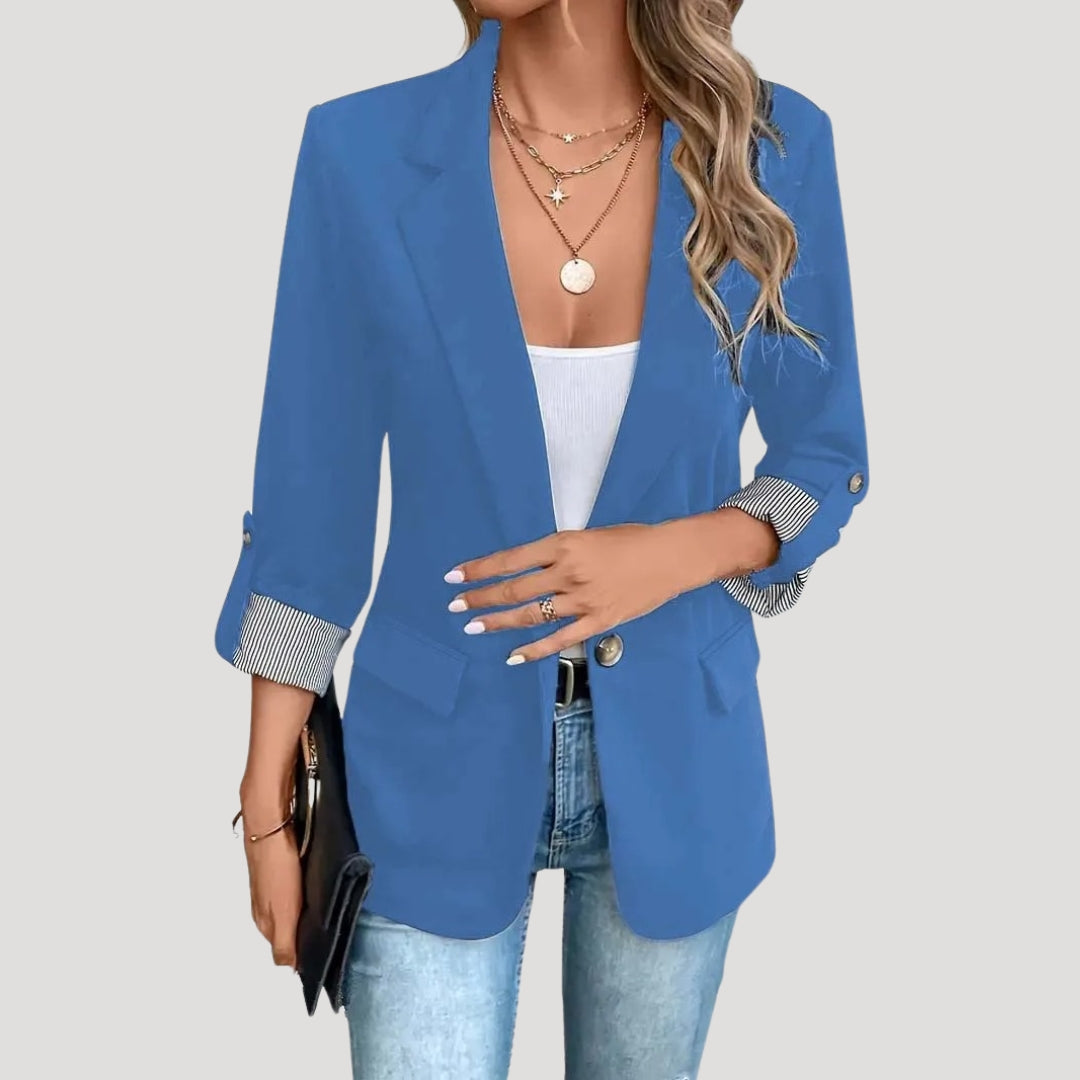 Damen Maßgeschneiderter Blazer Einreihig Hochgekrempelte Ärmel