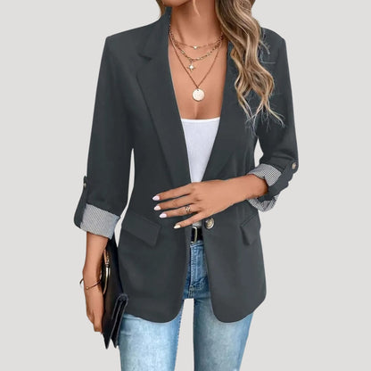 Damen Maßgeschneiderter Blazer Einreihig Hochgekrempelte Ärmel