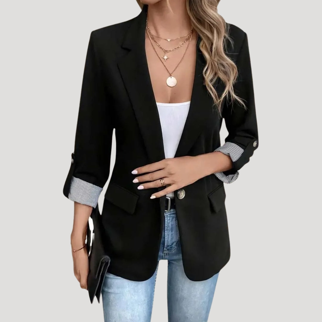 Damen Maßgeschneiderter Blazer Einreihig Hochgekrempelte Ärmel