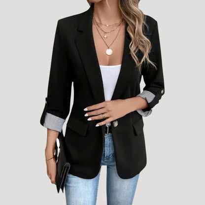 Damen Maßgeschneiderter Blazer Einreihig Hochgekrempelte Ärmel