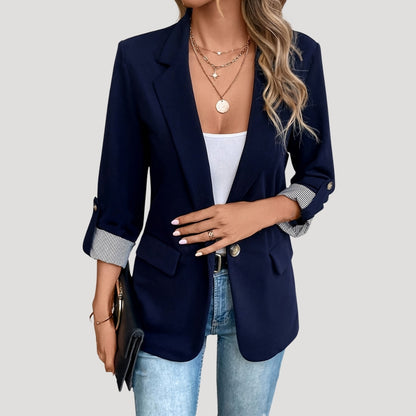 Damen Maßgeschneiderter Blazer Einreihig Hochgekrempelte Ärmel - Norvielle