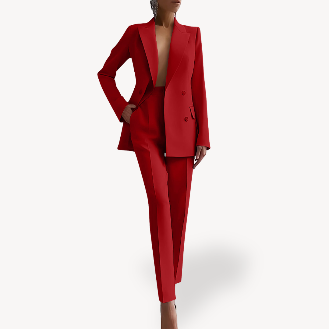 Damen Elegantes Maßgeschneidertes Anzug-Set Langblazer