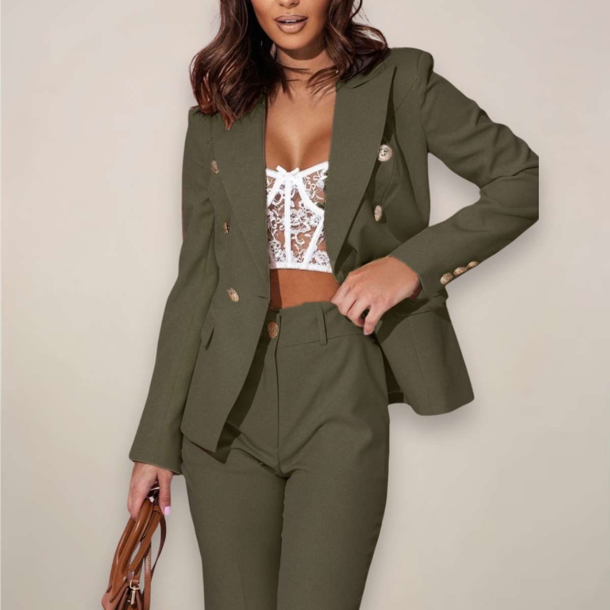 Damen Maßgeschneiderter Zweiteiler Blazer-Anzug