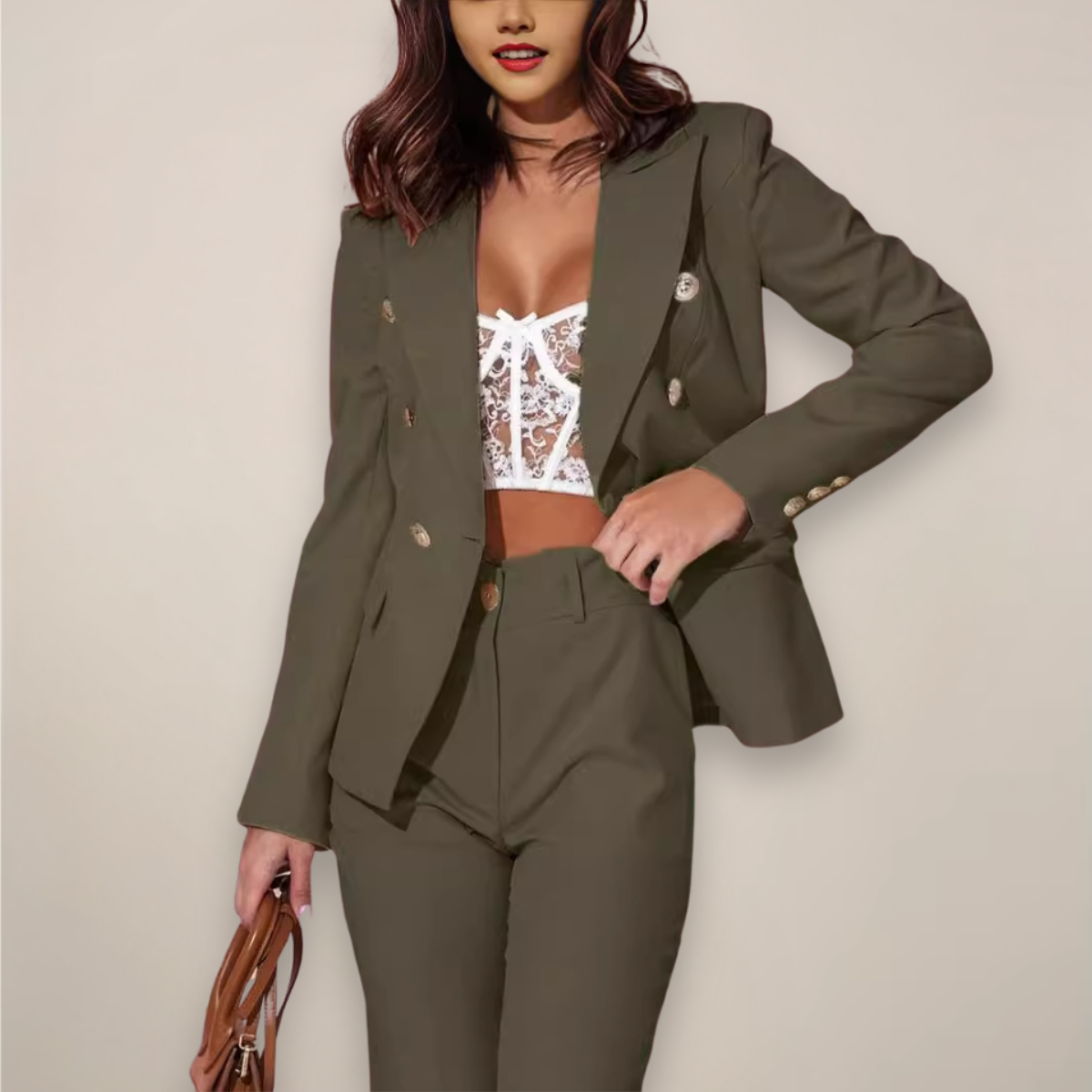 Damen Maßgeschneidertes Blazer Hosen Set - Norvielle